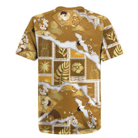 Hawaii Japanese Culture Gold Rugby Jersey Spring Cranes Aloha Pattern