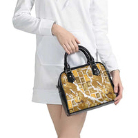 Hawaii Japanese Culture Gold Shoulder Handbag Spring Cranes Aloha Pattern