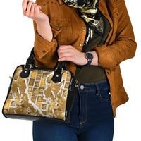 Hawaii Japanese Culture Gold Shoulder Handbag Spring Cranes Aloha Pattern