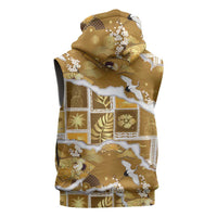 Hawaii Japanese Culture Gold Sleeveless Hoodie Spring Cranes Aloha Pattern