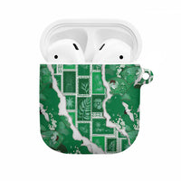 Hawaii Japanese Culture Green AirPods Case Spring Cranes Aloha Pattern