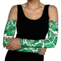 Hawaii Japanese Culture Green Arm Sleeves Spring Cranes Aloha Pattern