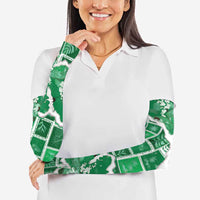 Hawaii Japanese Culture Green Arm Sleeves Spring Cranes Aloha Pattern