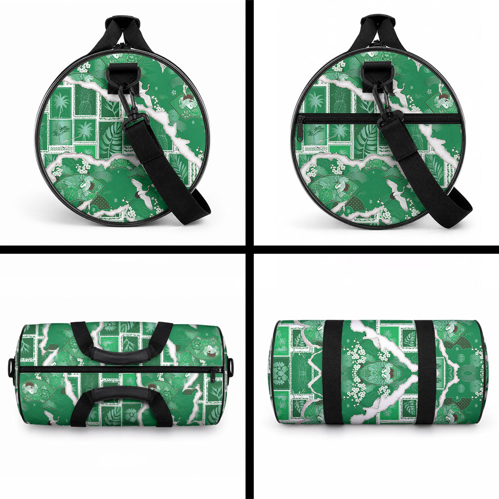 Hawaii Japanese Culture Green Duffle Bag Spring Cranes Aloha Pattern LT01 - Polynesian Pride