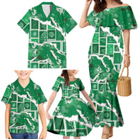 Hawaii Japanese Culture Green Family Matching Mermaid Dress and Hawaiian Shirt Spring Cranes Aloha Pattern LT01 - Polynesian Pride