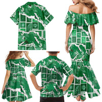 Hawaii Japanese Culture Green Family Matching Mermaid Dress and Hawaiian Shirt Spring Cranes Aloha Pattern LT01 - Polynesian Pride