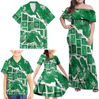 Hawaii Japanese Culture Green Family Matching Off Shoulder Maxi Dress and Hawaiian Shirt Spring Cranes Aloha Pattern LT01 - Polynesian Pride
