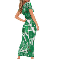 Hawaii Japanese Culture Green Family Matching Short Sleeve Bodycon Dress and Hawaiian Shirt Spring Cranes Aloha Pattern LT01 - Polynesian Pride