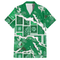 Hawaii Japanese Culture Green Hawaiian Shirt Spring Cranes Aloha Pattern