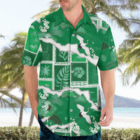 Hawaii Japanese Culture Green Hawaiian Shirt Spring Cranes Aloha Pattern