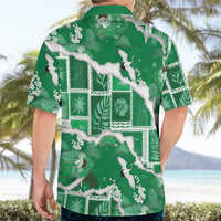 Hawaii Japanese Culture Green Hawaiian Shirt Spring Cranes Aloha Pattern