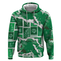 Hawaii Japanese Culture Green Hoodie Spring Cranes Aloha Pattern