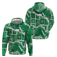 Hawaii Japanese Culture Green Hoodie Spring Cranes Aloha Pattern