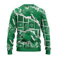 Hawaii Japanese Culture Green Ugly Christmas Sweater Spring Cranes Aloha Pattern LT01 - Polynesian Pride