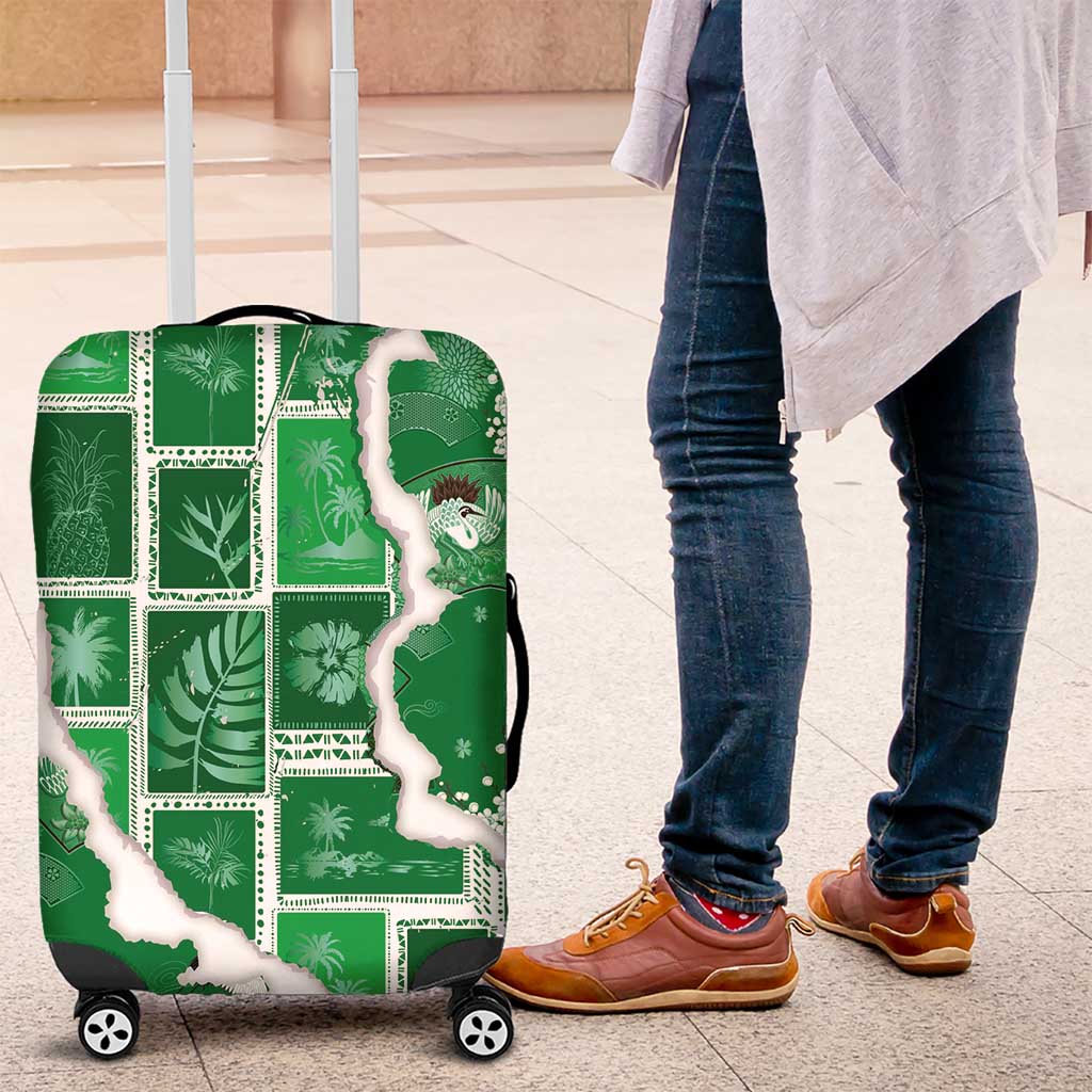 Hawaii Japanese Culture Green Luggage Cover Spring Cranes Aloha Pattern