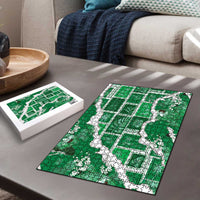 Hawaii Japanese Culture Green Puzzle Spring Cranes Aloha Pattern