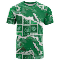 Hawaii Japanese Culture Green T Shirt Spring Cranes Aloha Pattern
