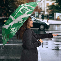 Hawaii Japanese Culture Green Umbrella Spring Cranes Aloha Pattern