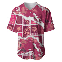 Hawaii Japanese Culture Pink Baseball Jersey Spring Cranes Aloha Pattern