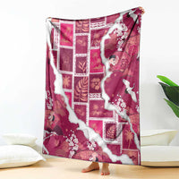 Hawaii Japanese Culture Pink Blanket Spring Cranes Aloha Pattern