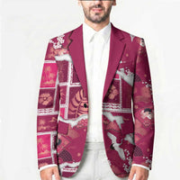Hawaii Japanese Culture Pink Blazer Spring Cranes Aloha Pattern