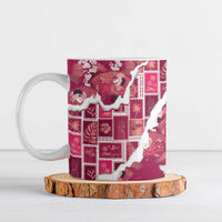 Hawaii Japanese Culture Pink Ceramic Mug Spring Cranes Aloha Pattern