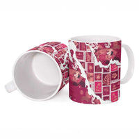 Hawaii Japanese Culture Pink Ceramic Mug Spring Cranes Aloha Pattern