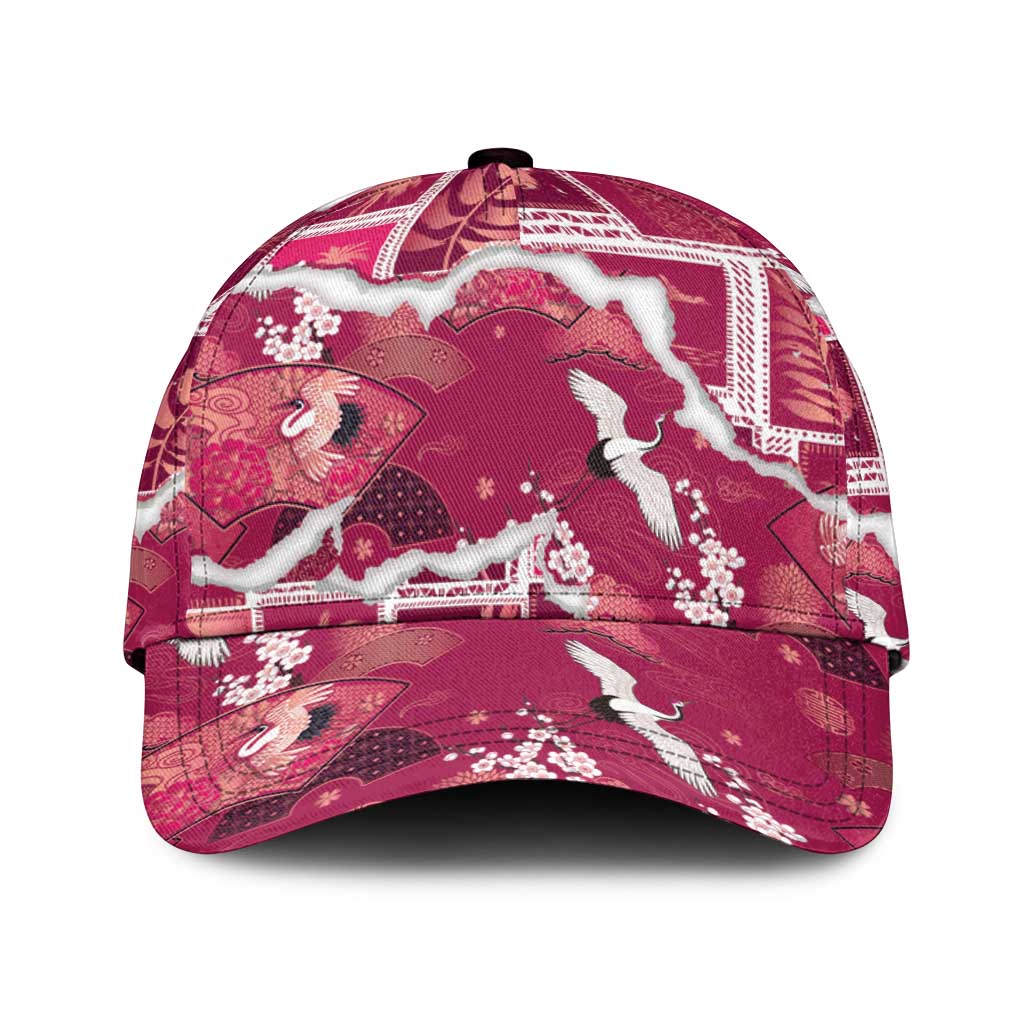Hawaii Japanese Culture Pink Classic Cap Spring Cranes Aloha Pattern