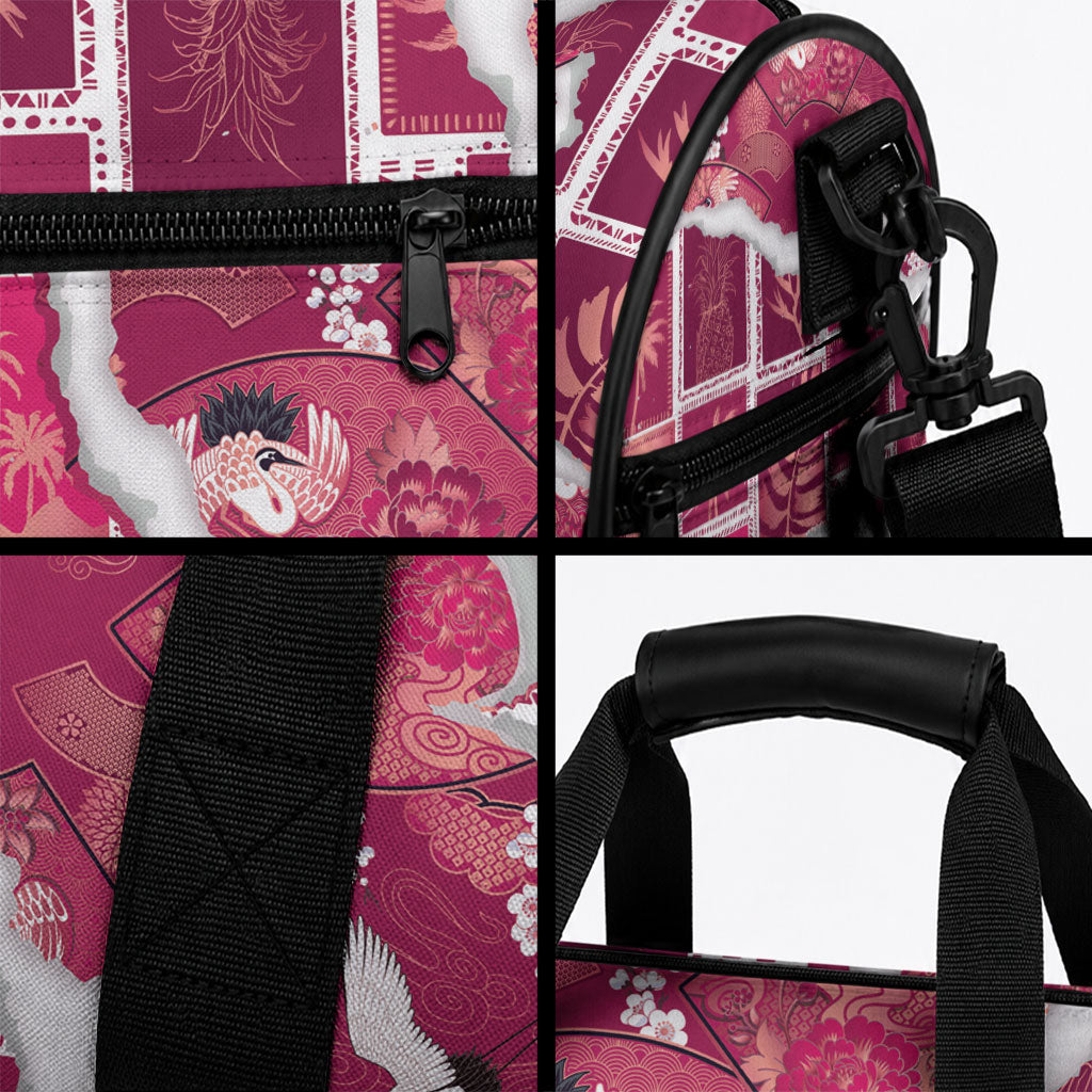 Hawaii Japanese Culture Pink Duffle Bag Spring Cranes Aloha Pattern LT01 - Polynesian Pride