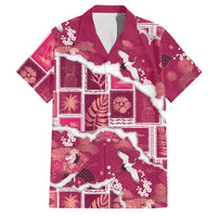 Hawaii Japanese Culture Pink Family Matching Mermaid Dress and Hawaiian Shirt Spring Cranes Aloha Pattern LT01 Dad's Shirt - Short Sleeve Pink - Polynesian Pride