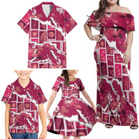 Hawaii Japanese Culture Pink Family Matching Off Shoulder Maxi Dress and Hawaiian Shirt Spring Cranes Aloha Pattern LT01 - Polynesian Pride