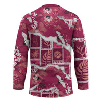 Hawaii Japanese Culture Pink Hockey Jersey Spring Cranes Aloha Pattern