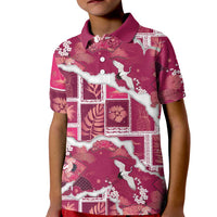 Hawaii Japanese Culture Pink Kid Polo Shirt Spring Cranes Aloha Pattern