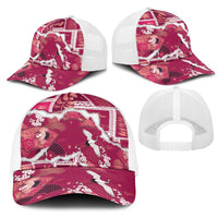 Hawaii Japanese Culture Pink Mesh Trucker Cap Spring Cranes Aloha Pattern