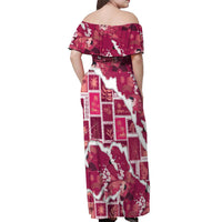 Hawaii Japanese Culture Pink Off Shoulder Maxi Dress Spring Cranes Aloha Pattern