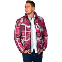 Hawaii Japanese Culture Pink Padded Jacket Spring Cranes Aloha Pattern