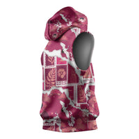 Hawaii Japanese Culture Pink Sleeveless Hoodie Spring Cranes Aloha Pattern