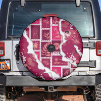 Hawaii Japanese Culture Pink Spare Tire Cover Spring Cranes Aloha Pattern