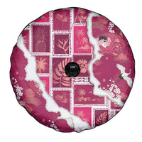 Hawaii Japanese Culture Pink Spare Tire Cover Spring Cranes Aloha Pattern