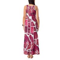 Hawaii Japanese Culture Pink Tank Maxi Dress Spring Cranes Aloha Pattern