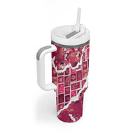 Hawaii Japanese Culture Pink Tumbler With Handle Spring Cranes Aloha Pattern