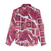 Hawaii Japanese Culture Pink Women Casual Shirt Spring Cranes Aloha Pattern