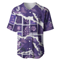 Hawaii Japanese Culture Purple Baseball Jersey Spring Cranes Aloha Pattern