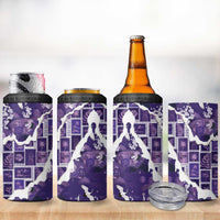 Hawaii Japanese Culture Purple 4 in 1 Can Cooler Tumbler Spring Cranes Aloha Pattern