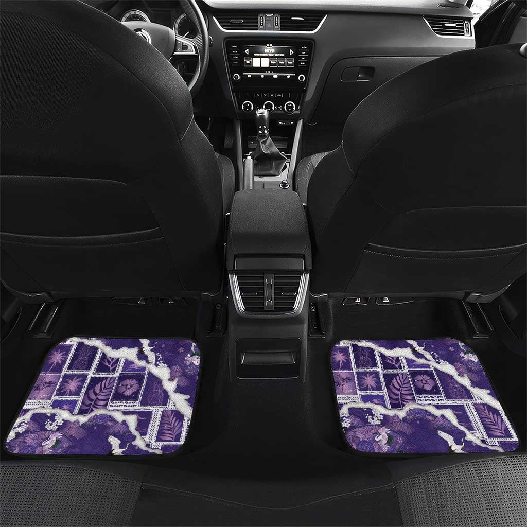Hawaii Japanese Culture Purple Car Mats Spring Cranes Aloha Pattern