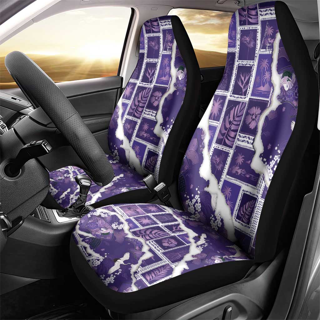 Hawaii Japanese Culture Purple Car Seat Cover Spring Cranes Aloha Pattern