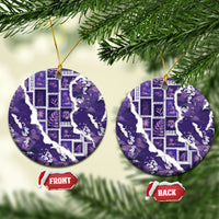 Hawaii Japanese Culture Purple Ceramic Ornament Spring Cranes Aloha Pattern LT01 Circle Purple - Polynesian Pride