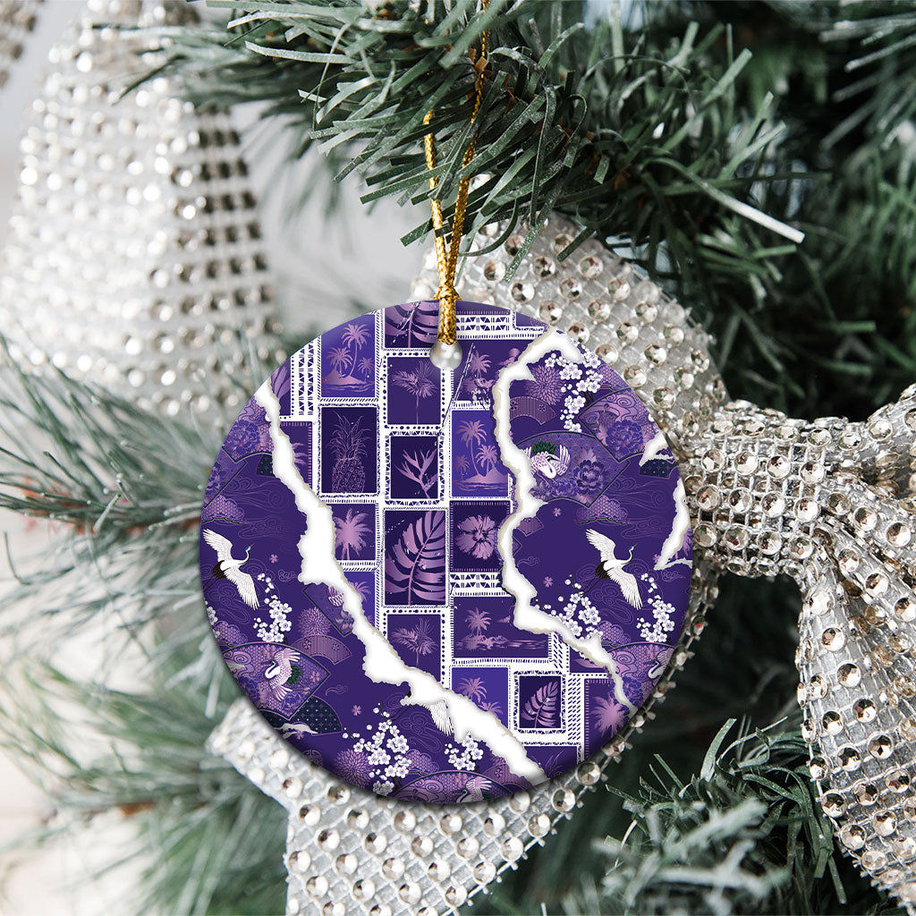 Hawaii Japanese Culture Purple Ceramic Ornament Spring Cranes Aloha Pattern LT01 - Polynesian Pride
