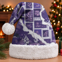 Hawaii Japanese Culture Purple Christmas Santa Hat Spring Cranes Aloha Pattern LT01 With Fur Purple - Polynesian Pride