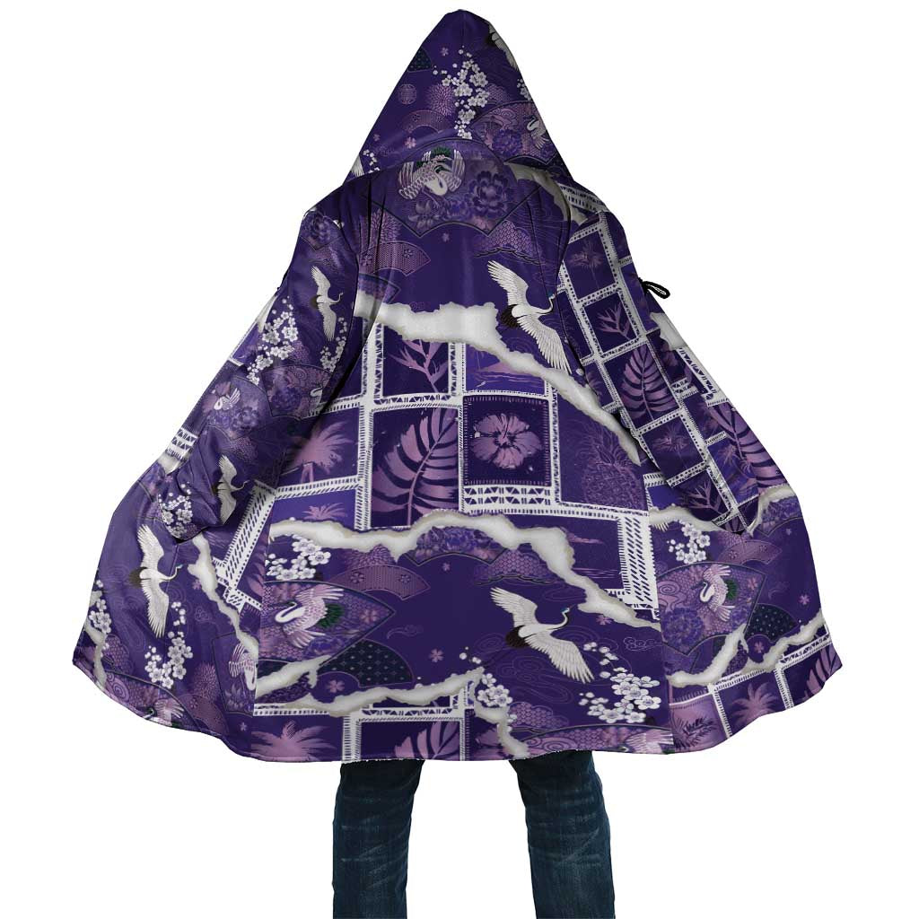 Hawaii Japanese Culture Purple Cloak Spring Cranes Aloha Pattern